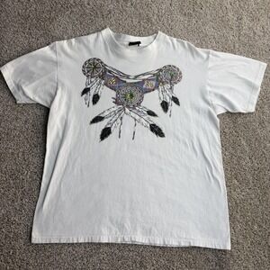 Vintage Diamond Dust Shirt Mens Large White Glitter Dreamcatcher Tee T-Shirt